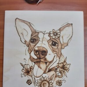 Hund mit Blumen