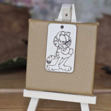Schlüsselanhänger „Comic-Kater“ – rechteckig, handgebrannt