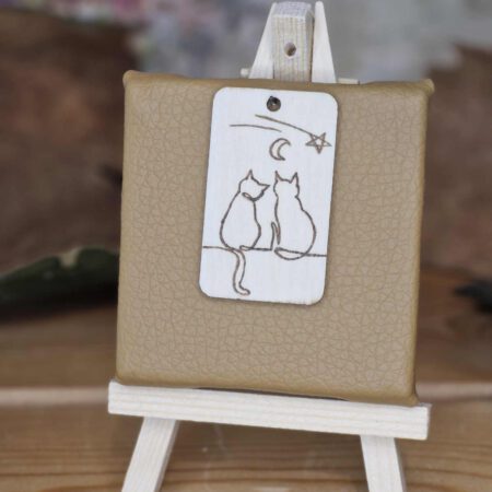 Schlüsselanhänger: Zwei Katzen im One-Line-Stil bei Nacht