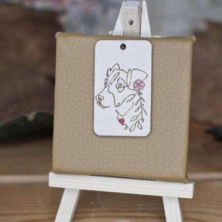 Schlüsselanhänger: Podenco-Kopf mit Blume und Herz