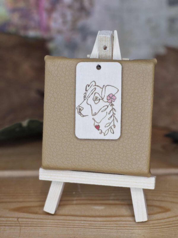 Schlüsselanhänger: Podenco-Kopf mit Blume und Herz